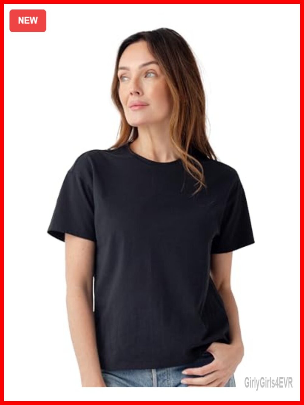 Women's Relaxed Fit 100% Cotton Crew Neck Short Sleeve T-Shirt Tee